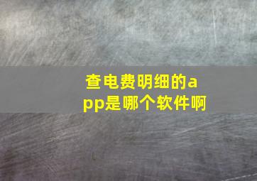 查电费明细的app是哪个软件啊