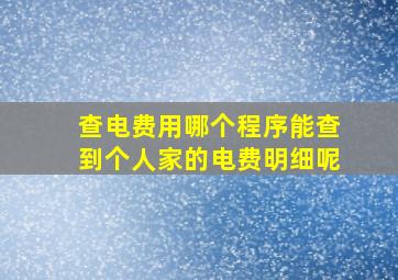 查电费用哪个程序能查到个人家的电费明细呢