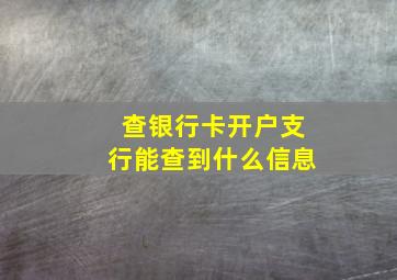 查银行卡开户支行能查到什么信息