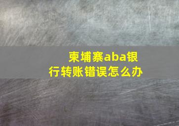 柬埔寨aba银行转账错误怎么办