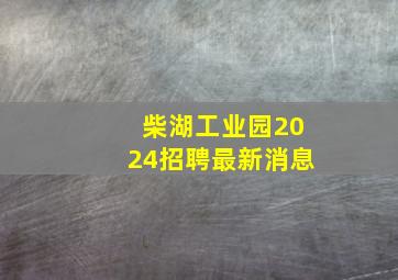 柴湖工业园2024招聘最新消息