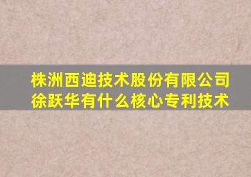 株洲西迪技术股份有限公司徐跃华有什么核心专利技术