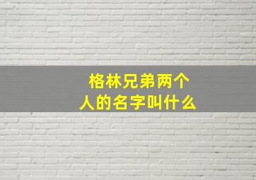 格林兄弟两个人的名字叫什么