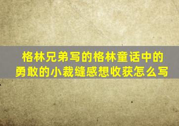 格林兄弟写的格林童话中的勇敢的小裁缝感想收获怎么写