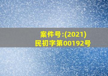 案件号:(2021)民初字第00192号