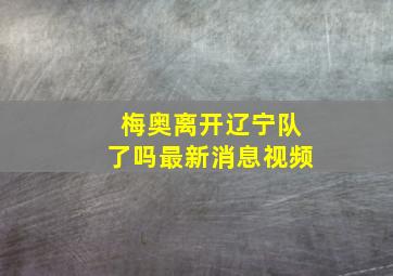 梅奥离开辽宁队了吗最新消息视频