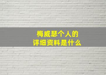 梅威瑟个人的详细资料是什么