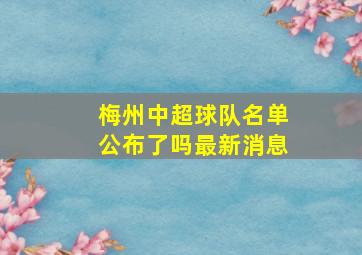 梅州中超球队名单公布了吗最新消息