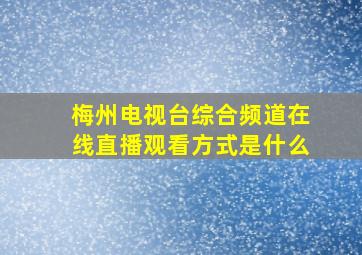 梅州电视台综合频道在线直播观看方式是什么