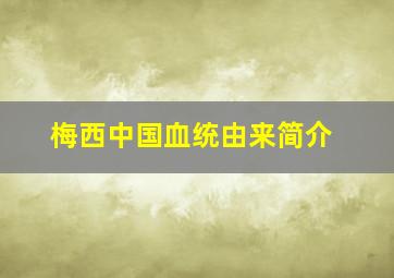 梅西中国血统由来简介