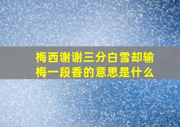 梅西谢谢三分白雪却输梅一段香的意思是什么