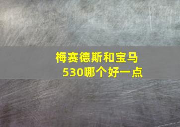 梅赛德斯和宝马530哪个好一点