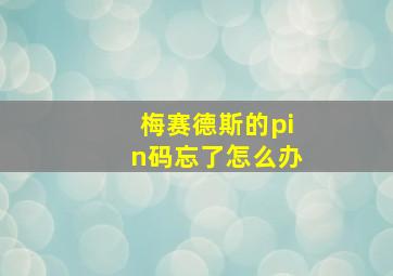 梅赛德斯的pin码忘了怎么办