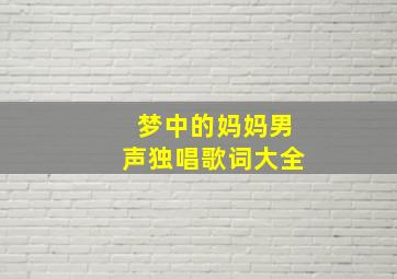 梦中的妈妈男声独唱歌词大全