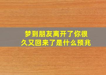 梦到朋友离开了你很久又回来了是什么预兆