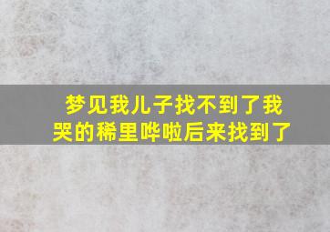 梦见我儿子找不到了我哭的稀里哗啦后来找到了