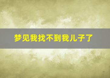 梦见我找不到我儿子了