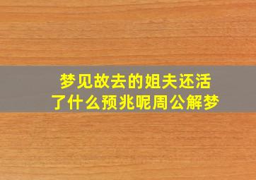 梦见故去的姐夫还活了什么预兆呢周公解梦