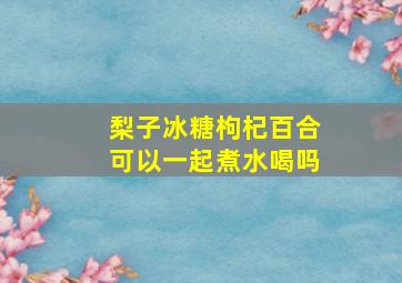 梨子冰糖枸杞百合可以一起煮水喝吗