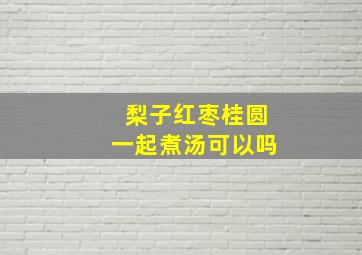 梨子红枣桂圆一起煮汤可以吗