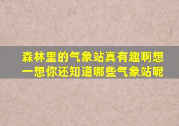 森林里的气象站真有趣啊想一想你还知道哪些气象站呢