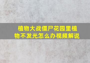 植物大战僵尸花园里植物不发光怎么办视频解说