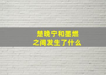 楚晚宁和墨燃之间发生了什么