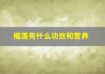 榴莲有什么功效和营养