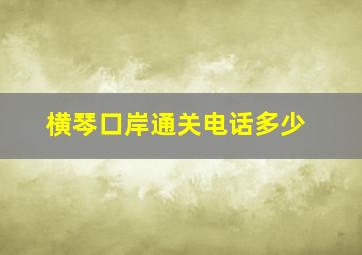 横琴口岸通关电话多少