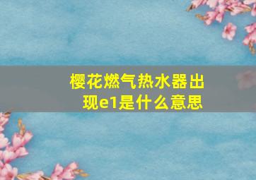 樱花燃气热水器出现e1是什么意思