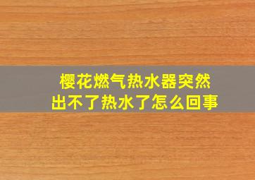 樱花燃气热水器突然出不了热水了怎么回事