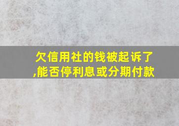 欠信用社的钱被起诉了,能否停利息或分期付款