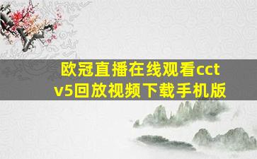 欧冠直播在线观看cctv5回放视频下载手机版