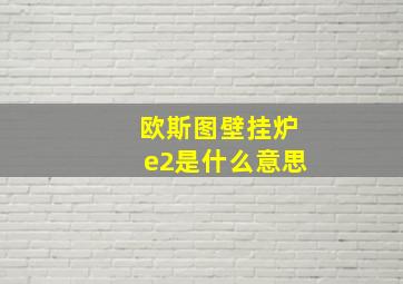 欧斯图壁挂炉e2是什么意思