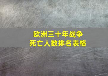 欧洲三十年战争死亡人数排名表格