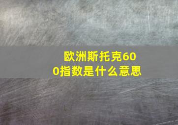 欧洲斯托克600指数是什么意思