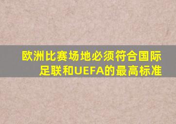 欧洲比赛场地必须符合国际足联和UEFA的最高标准