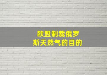 欧盟制裁俄罗斯天然气的目的