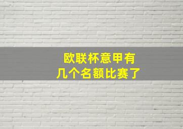 欧联杯意甲有几个名额比赛了