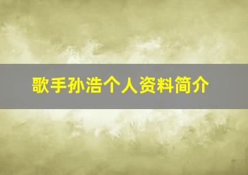 歌手孙浩个人资料简介