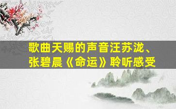 歌曲天赐的声音汪苏泷、张碧晨《命运》聆听感受