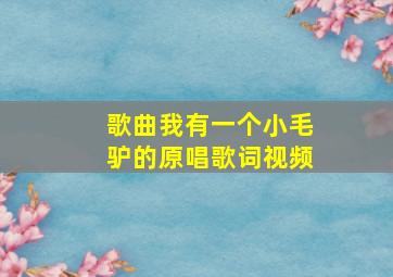 歌曲我有一个小毛驴的原唱歌词视频