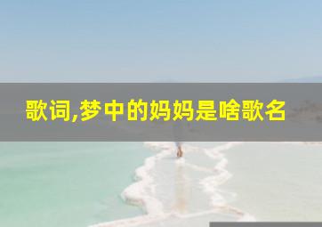 歌词,梦中的妈妈是啥歌名