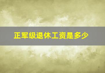 正军级退休工资是多少