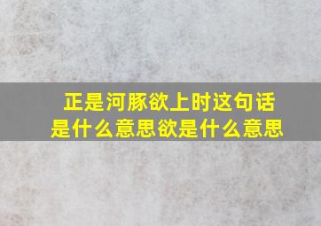 正是河豚欲上时这句话是什么意思欲是什么意思