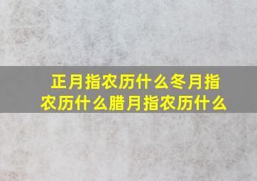 正月指农历什么冬月指农历什么腊月指农历什么