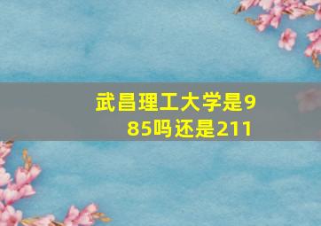 武昌理工大学是985吗还是211