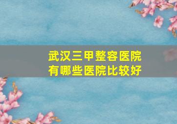 武汉三甲整容医院有哪些医院比较好