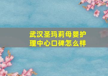 武汉圣玛莉母婴护理中心口碑怎么样