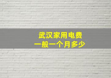 武汉家用电费一般一个月多少